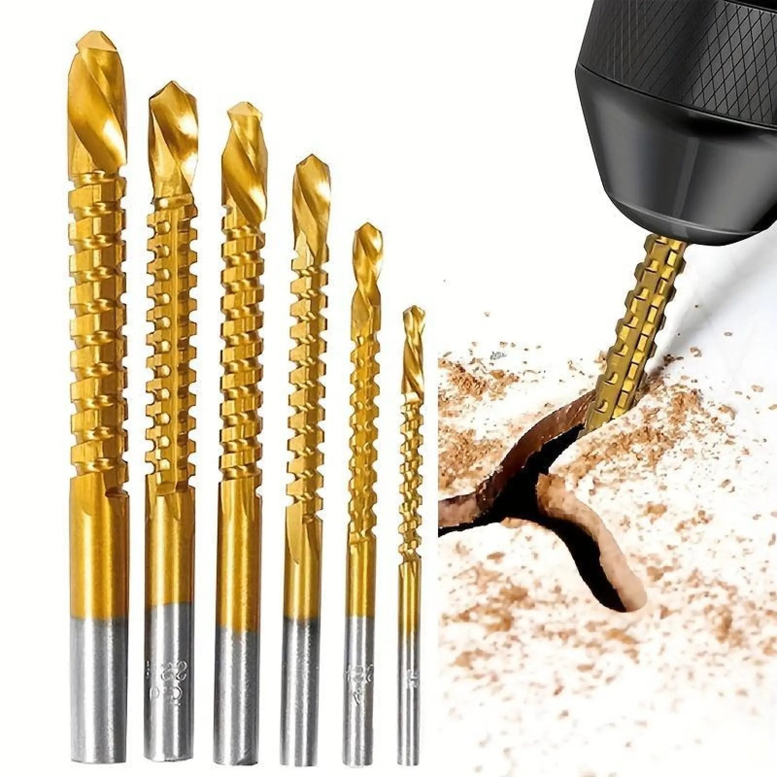 6PCS Titanium-Plated High-Speed Steel Drill Bits Set