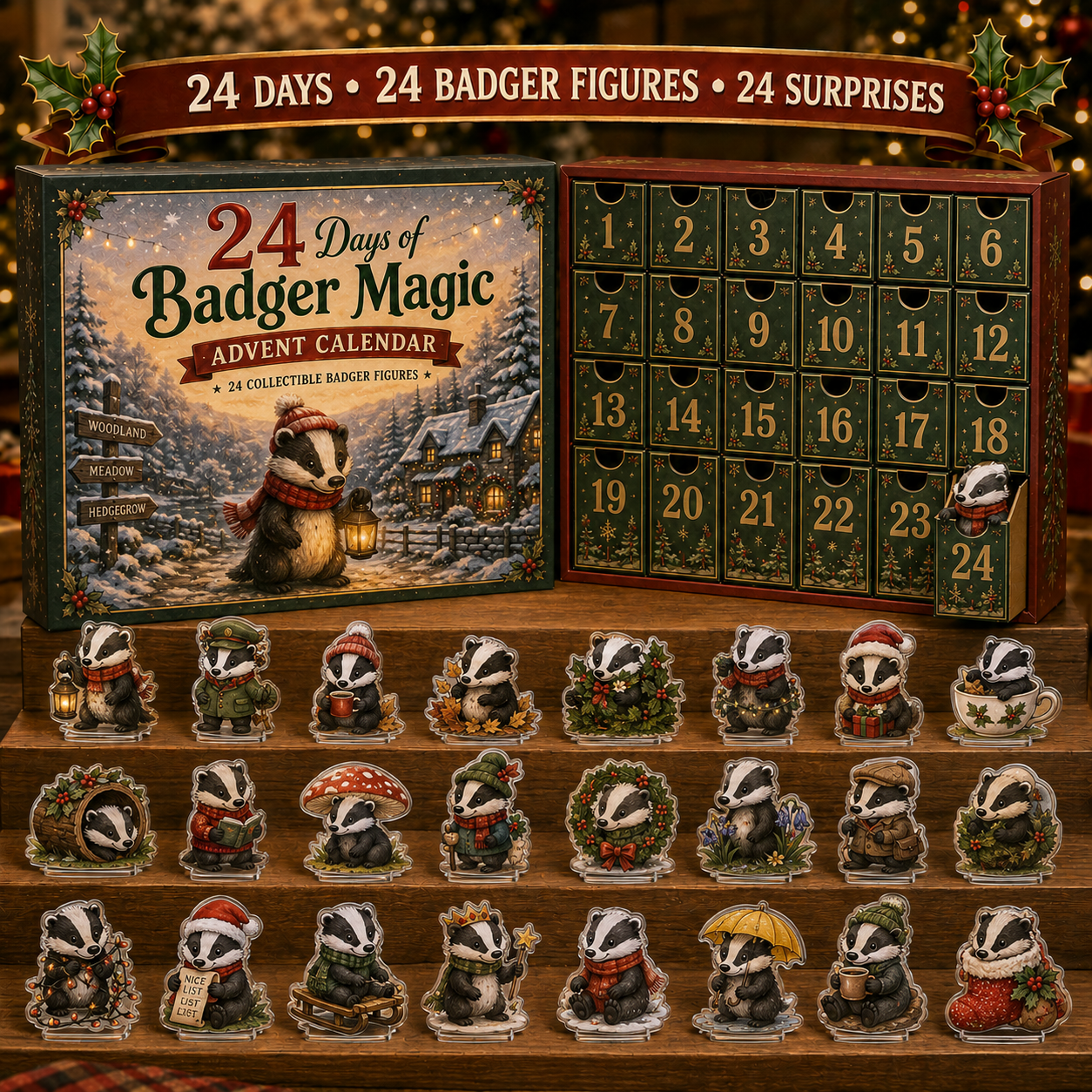 CHRISTMAS KICKOFF 49% OFF - 2026 Badger Magic Blind Box - 24‑Day Festive Countdown, Badger Figures Blind Box - Gift For Badger Lovers