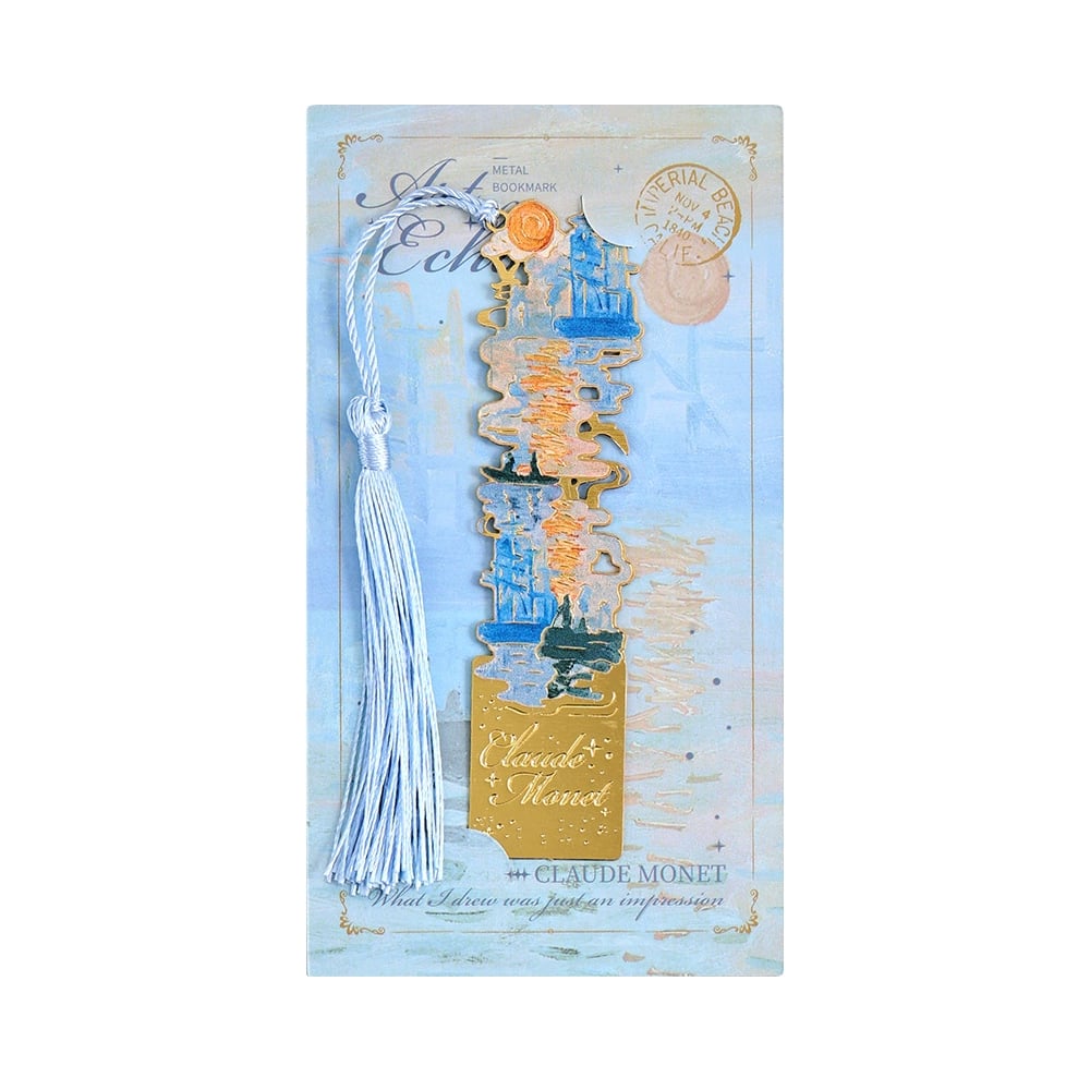 📚✨ Gold Metal Bookmark with Tassel – Van Gogh & Monet Inspired Gift for Book Lovers 🎨