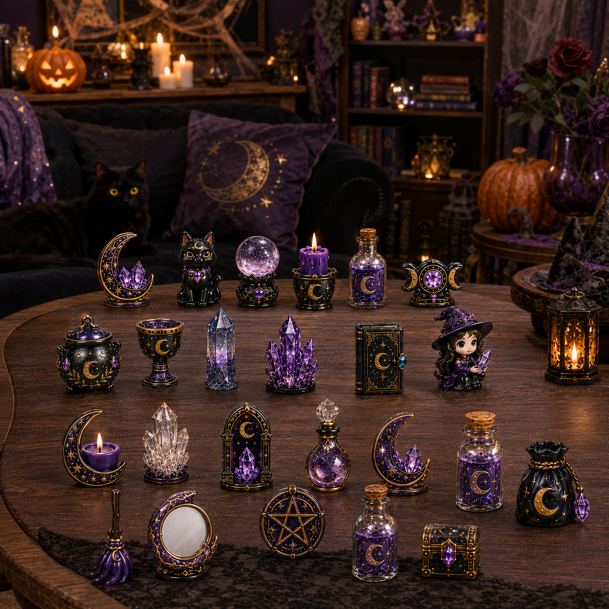 Crystal Witch Advent Calendar 2027 – 24 Days of Magical Crystal Miniatures, Mystical Witchy Collectibles & Enchanting Gifts for Fantasy Lovers, Acrylic Charms Blind Box