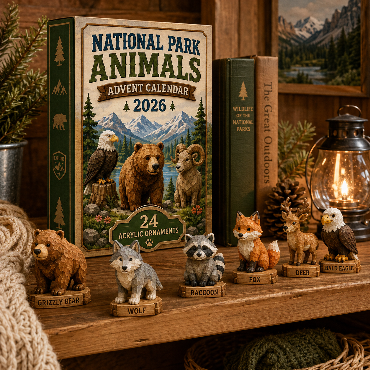 2026 National Park Animals Advent Calendar – 24 Days of Wildlife Discovery, Nature-Inspired Acrylic Ornament Blind Box