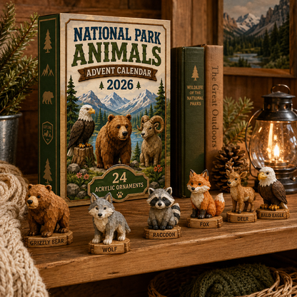 2026 National Park Animals Advent Calendar – 24 Days of Wildlife Discovery, Nature-Inspired Acrylic Ornament Blind Box