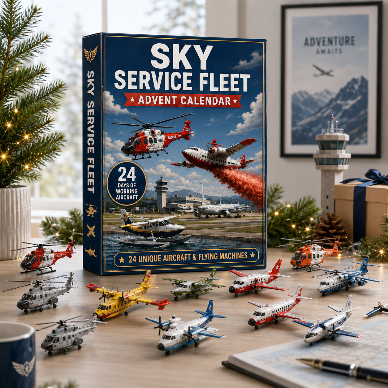 CHRISTMAS KICKOFF: 48% OFF – 2026 Sky Service Fleet Advent Calendar – 24 Days of Aviation Mission Surprises, Aircraft Collectible Blind Box – Gift for Aviation Lovers