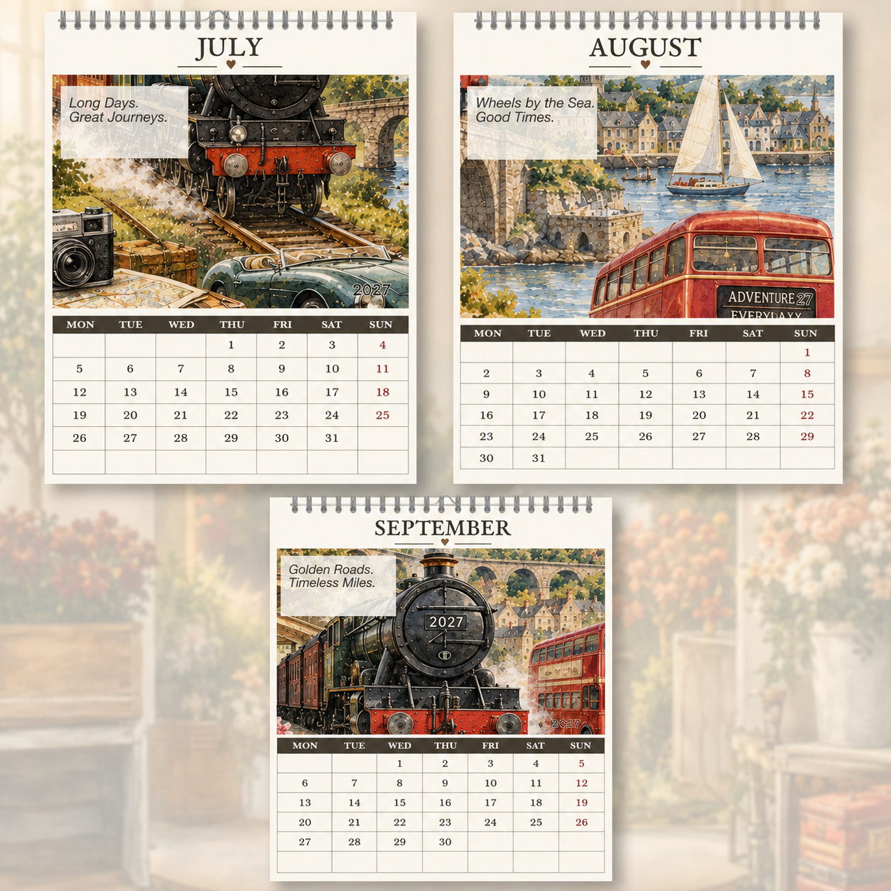 2027 Transport Legends Calendar｜A4 Hanging Calendar