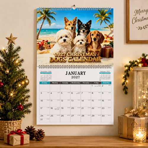 2027 Christmas Dogs Calendar – A Monthly Celebration of Your Favourite Furry Friends, Cute Dog Lover Gift