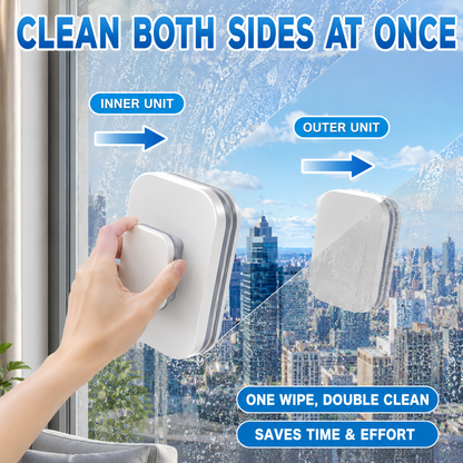 🥳2026 HOT SALE 50% OFF! 🥳💞50K+ SOLD!⚡6‑in‑1 Magnetic Glass Cleaner – 30% wider cleaning area, perfect for high‑rise windows. Dual pads + squeegee – flawless results from the first pass! 🪣🪟