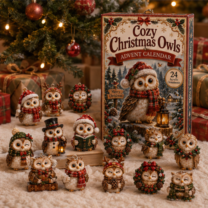 2026 A Little Hoot of Christmas – Cozy Christmas Owls Advent Calendar, 24 Festive Acrylic Ornaments Blind Box
