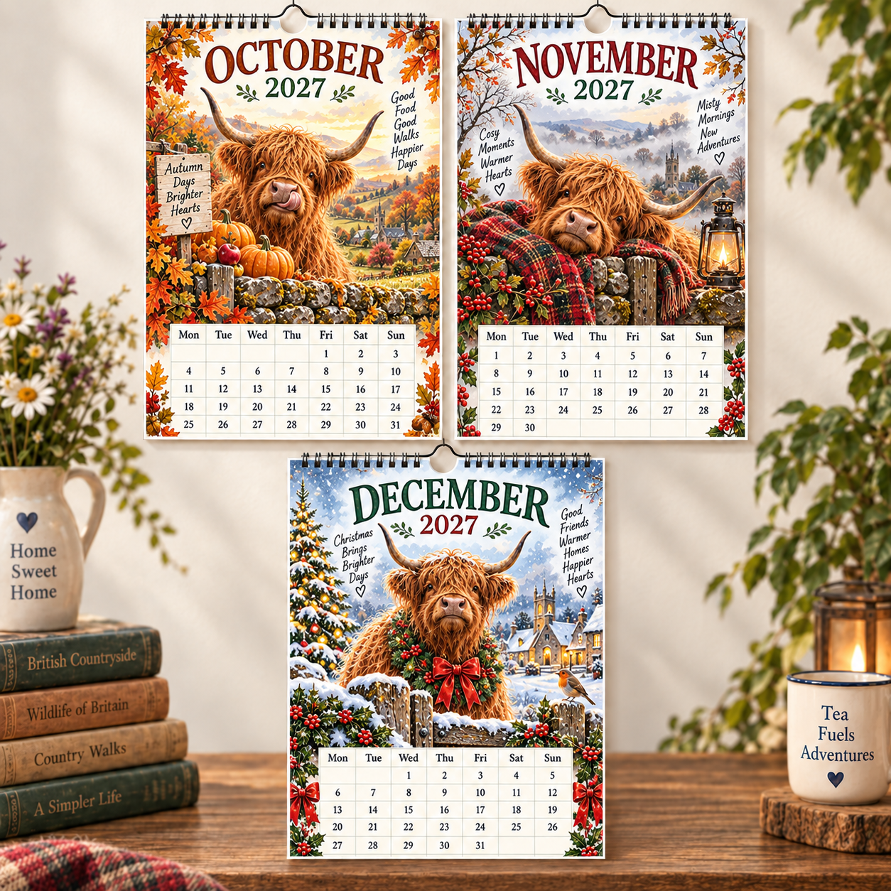 2027 Highland Cow Calendar｜A4 Hanging Calendar
