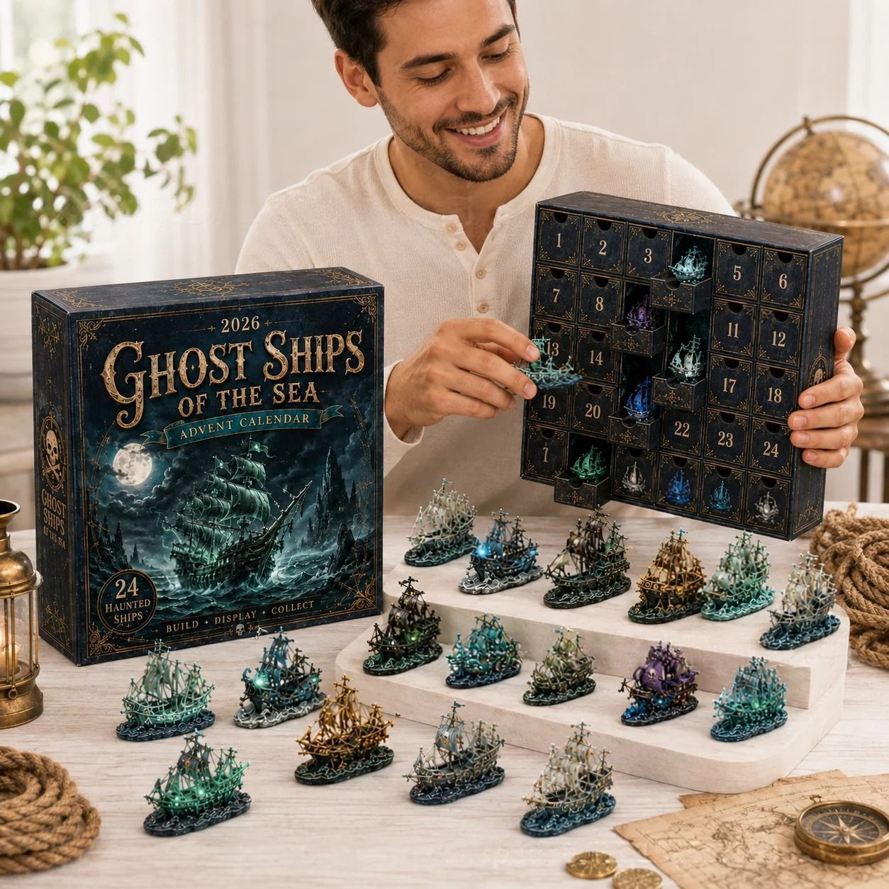 CHRISTMAS KICKOFF: 48% OFF – 2026 Ghost Ships of the Sea Advent Calendar – 24 Haunted Ship Collectibles, Mystical Ocean Adventure Blind Box