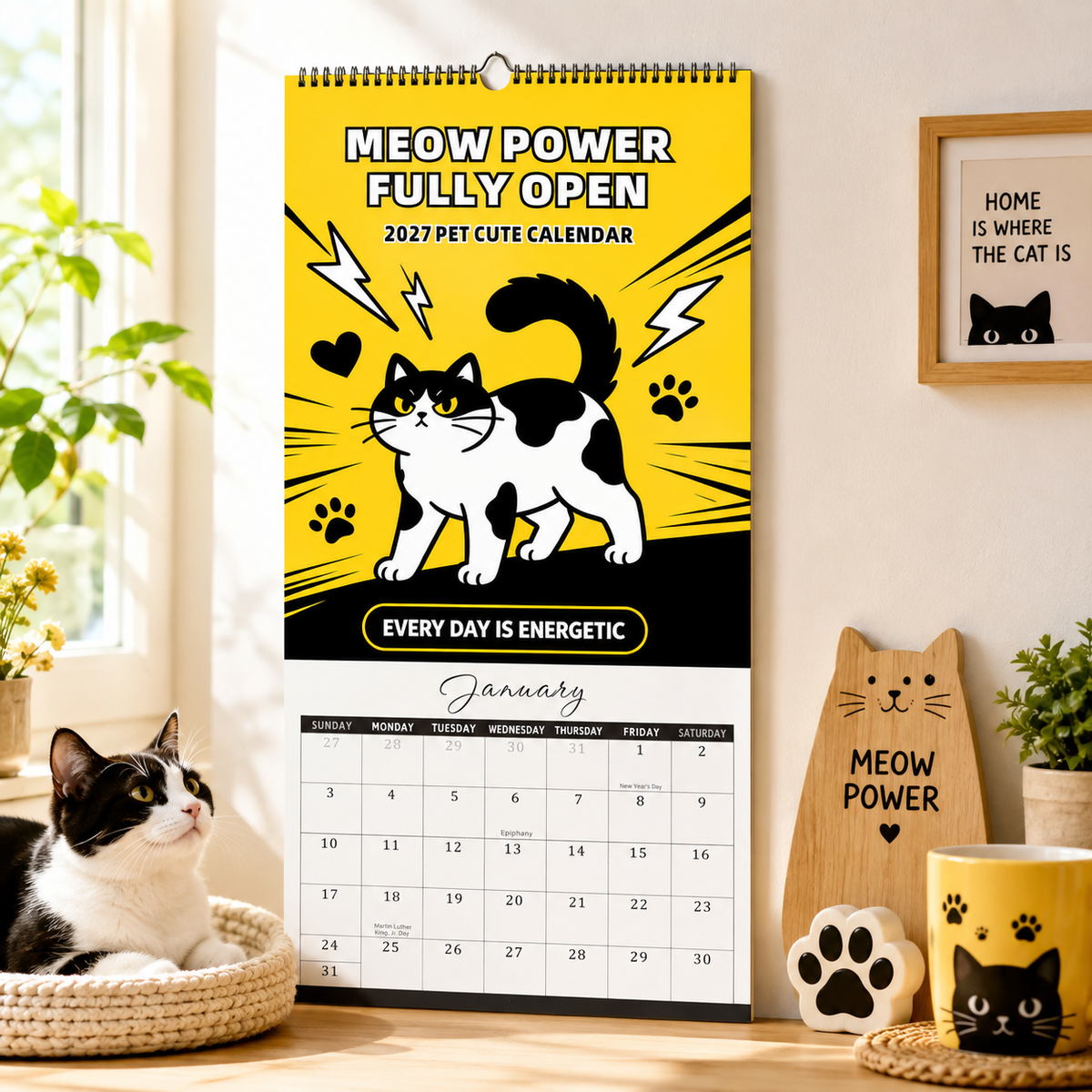 🐾 2027 Meow Power Fully Open Cat Calendar