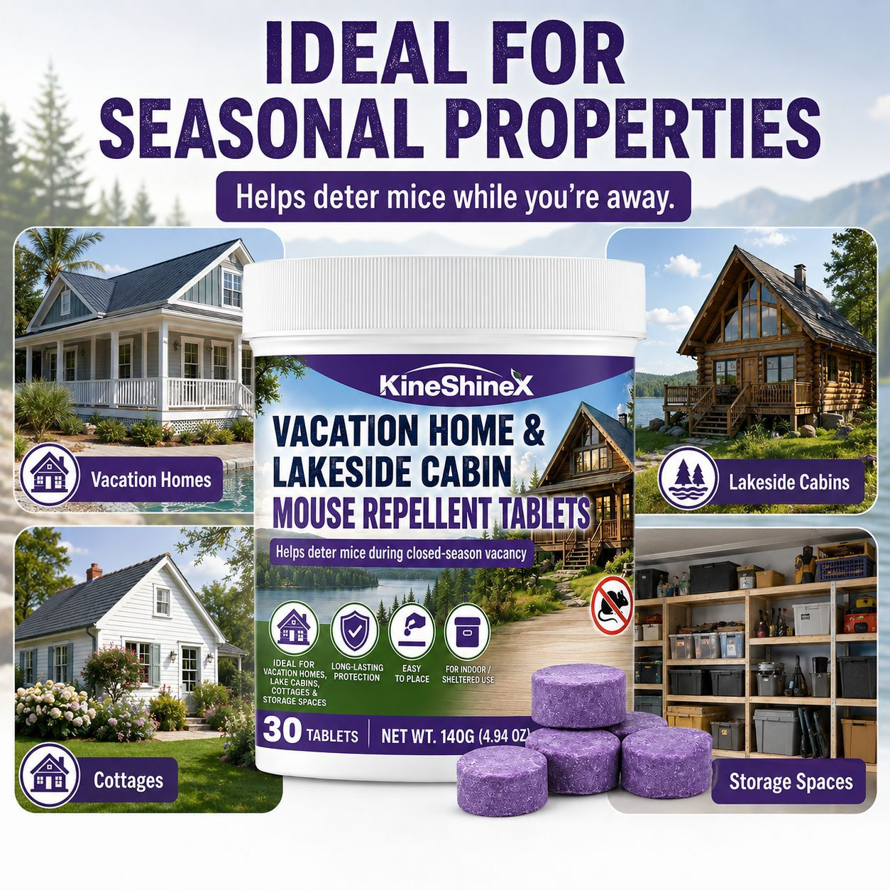 Vacation Home & Lakeside Cabin Mouse Repellent Tablets