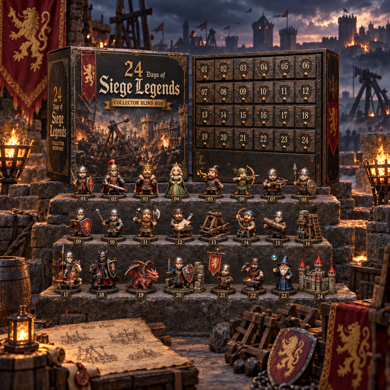 CHRISTMAS KICKOFF: 48% OFF –2026 Siege Legends Advent Calendar – 24 Medieval Fantasy Miniatures, Collector’s Blind Box