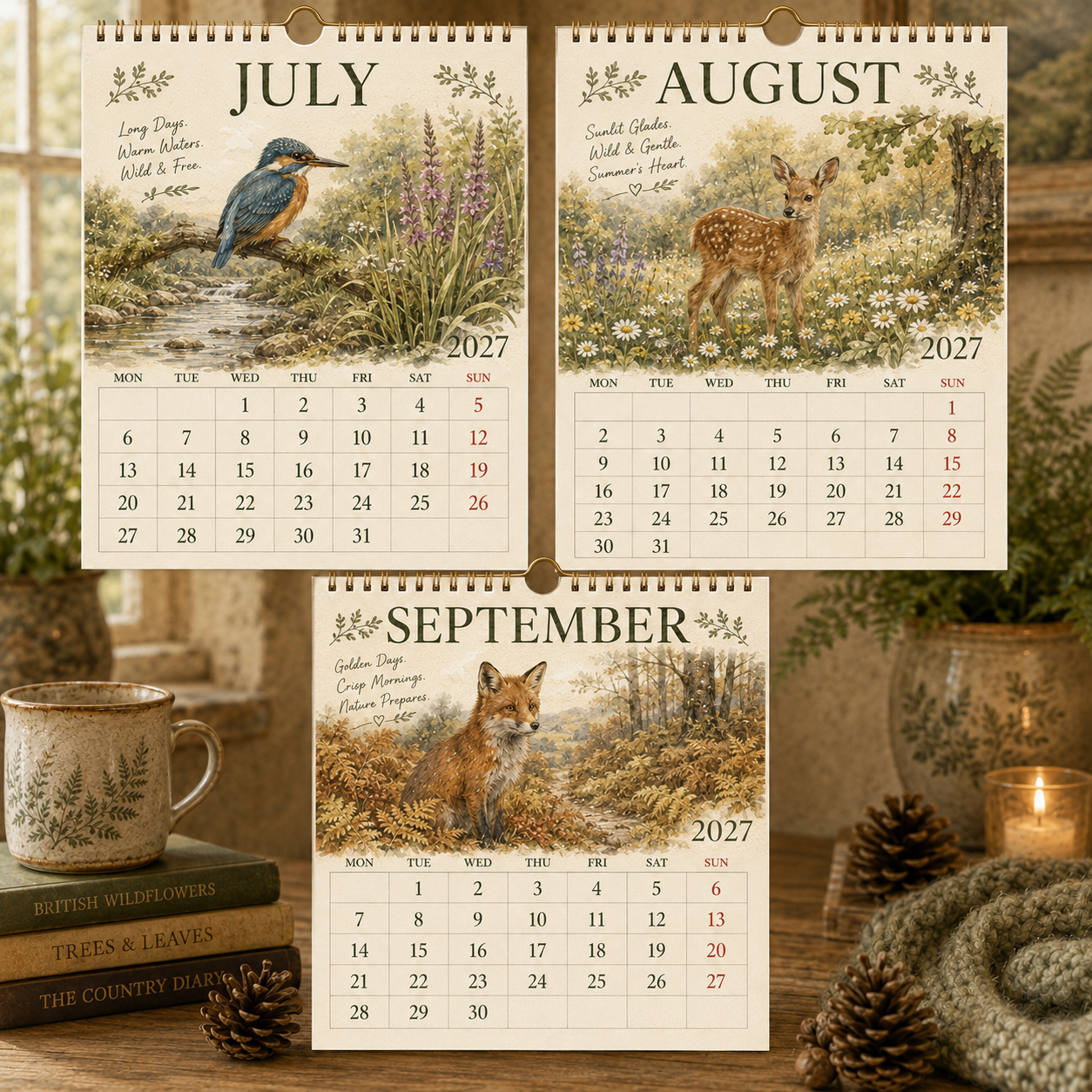 2027 British Woodland Calendar｜A4 Hanging Calendar