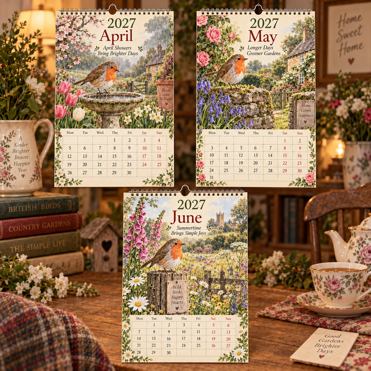 🐦2027 Robin Calendar｜A4 Hanging Calendar