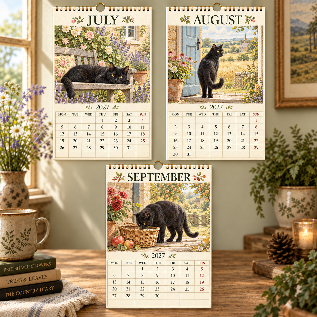 2027 Black Cats Calendar｜A4 Hanging Calendar