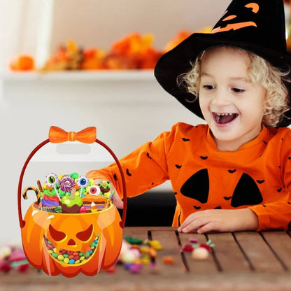 🎃Halloween Plastic Goodie Bags, Trick or Treat Candy Bags, Pumpkin Pattern Treat Bags, Halloween Party Favor Snack Storage Bags for Classroom, Birthday, Students, Teachers, Neighbors