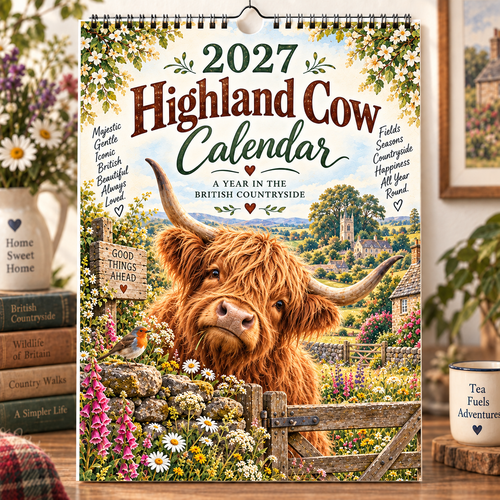 2027 Highland Cow Calendar｜A4 Hanging Calendar