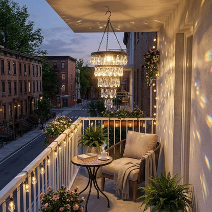Solar Hanging Crystal Chandelier