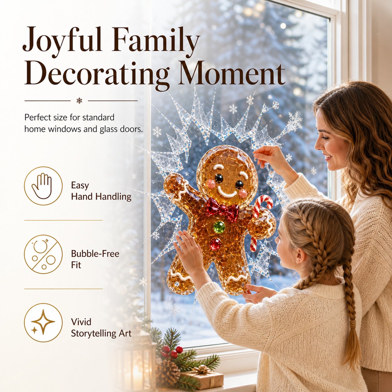 3D crystal Christmas window stickers – Reusable, festive glass decorations