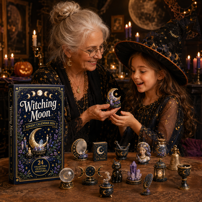 Witching Moon Advent Calendar 2027 – 24 Days of Celestial Miniatures, Mystical Moon Collectibles & Magical Gifts for Witchy Decor Lovers, Acrylic Charms Blind Box