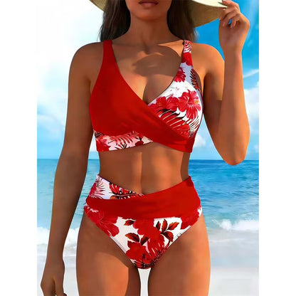 Women's Floral Print High Waist Bikini Set