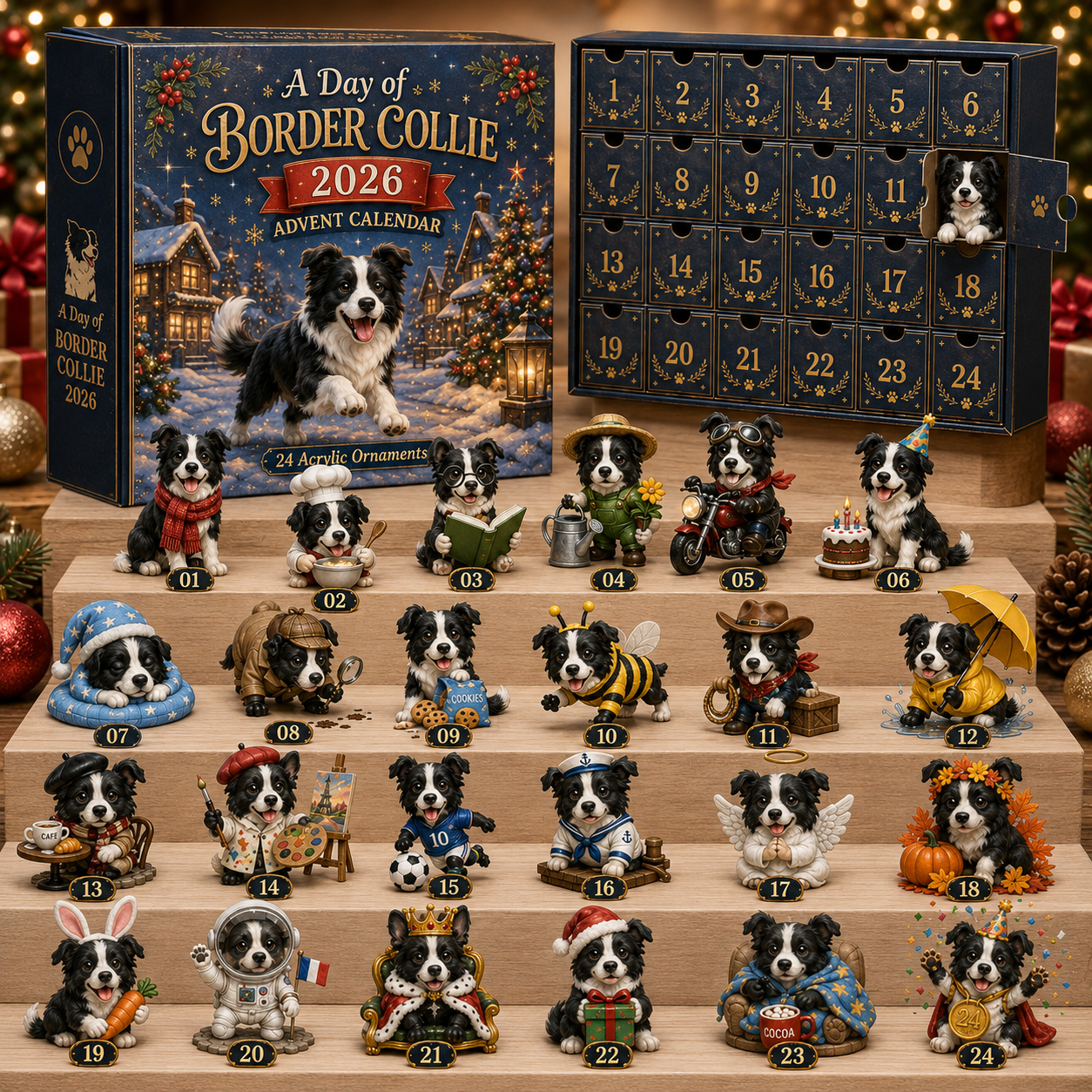 ⏰Limited Stock 49% OFF🔥🎄CHRISTMAS KICKOFF 40% OFF – A Day of Border Collie Advent Calendar 2026| Blind Box Christmas Gift for Border Collie Lovers
