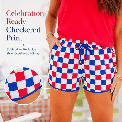 🇺🇸 Patriotic Checkered Casual Shorts for Women