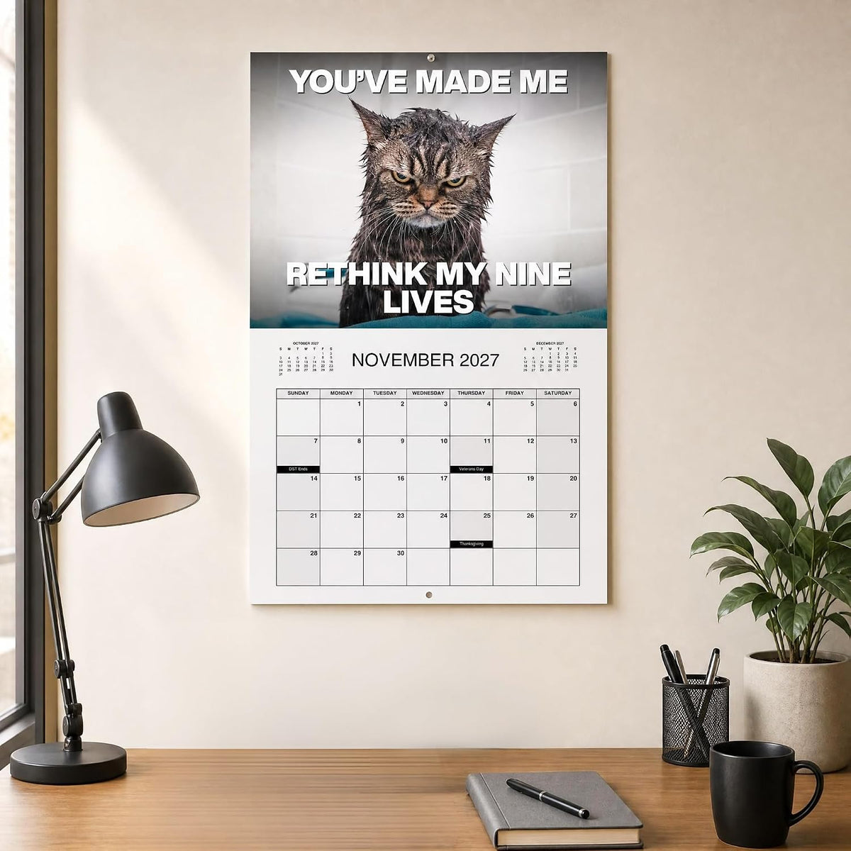 🔥PISSED-OFF CATS 2027 Wall Calendar - Funny Gift for Cat Lovers