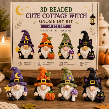 3D Beaded Gnome DIY Bead Kit – 8 Adorable Handmade Gnome Designs Craft Set