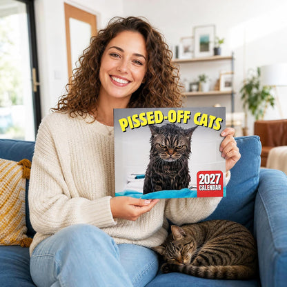 🔥PISSED-OFF CATS 2027 Wall Calendar - Funny Gift for Cat Lovers