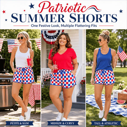 🇺🇸 Patriotic Checkered Casual Shorts for Women