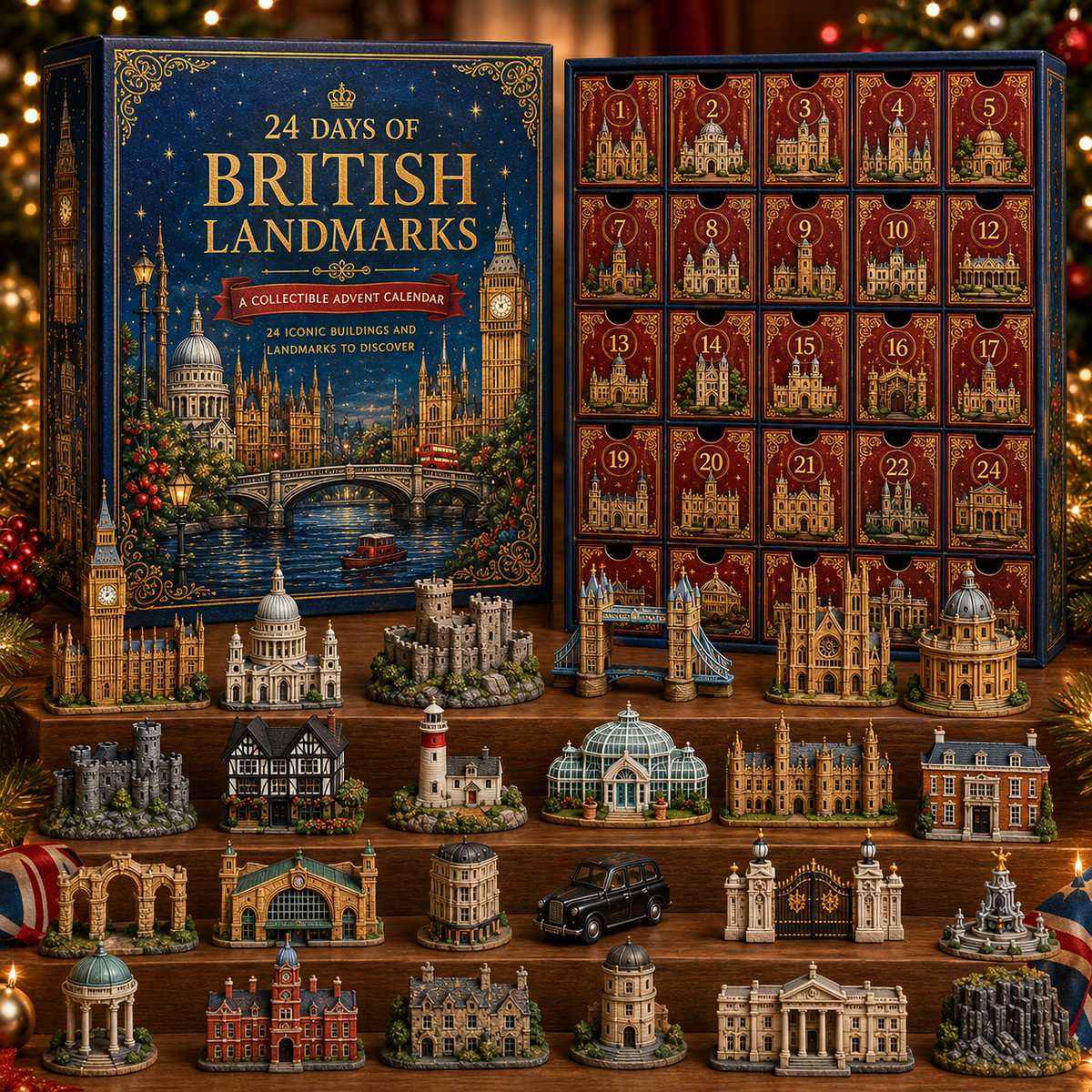 CHRISTMAS KICKOFF 49% OFF - 2026 Days of British Landmarks Blind Box - 24‑Day Festive Countdown, UK Landmark Themed Collectible Miniatures Blind Box - Gift For Britain &amp; Travel Lovers