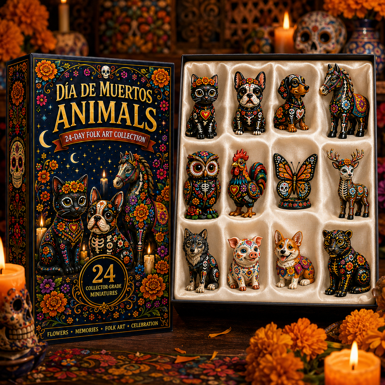 Día de Muertos Animals Advent Calendar 2027 – 24-Day Folk Art Animal Figurine Collection | 24 Unique Collector-Grade Miniatures
