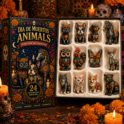 Día de Muertos Animals Advent Calendar 2027 – 24-Day Folk Art Animal Figurine Collection | 24 Unique Collector-Grade Miniatures