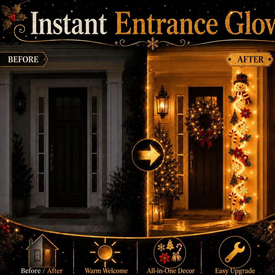 🎄Glowing Christmas Door Hanger – Light-Up Vertical Holiday Decor with Festive Designs