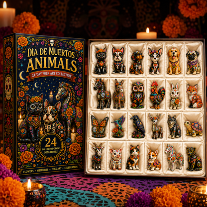 Día de Muertos Animals Advent Calendar 2027 – 24-Day Folk Art Animal Figurine Collection | 24 Unique Collector-Grade Miniatures