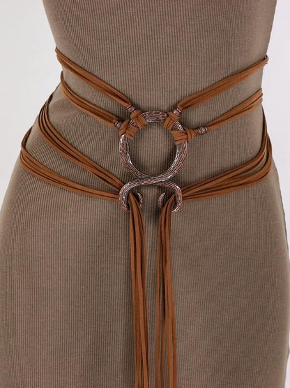 ❤️Medieval Viking Braided Leather Belt Set, with Ring Buckle & Tassel Decorations