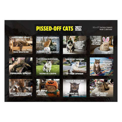 🔥PISSED-OFF CATS 2027 Wall Calendar - Funny Gift for Cat Lovers