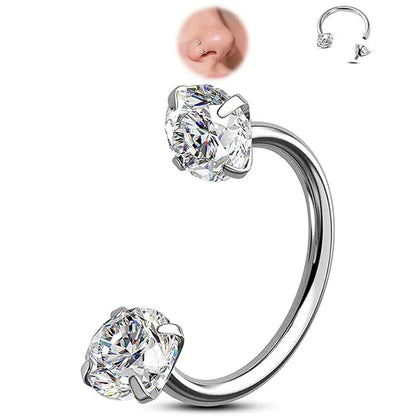 🔥Horseshoe Gem Nose Ring – Internally Threaded & Comfortable