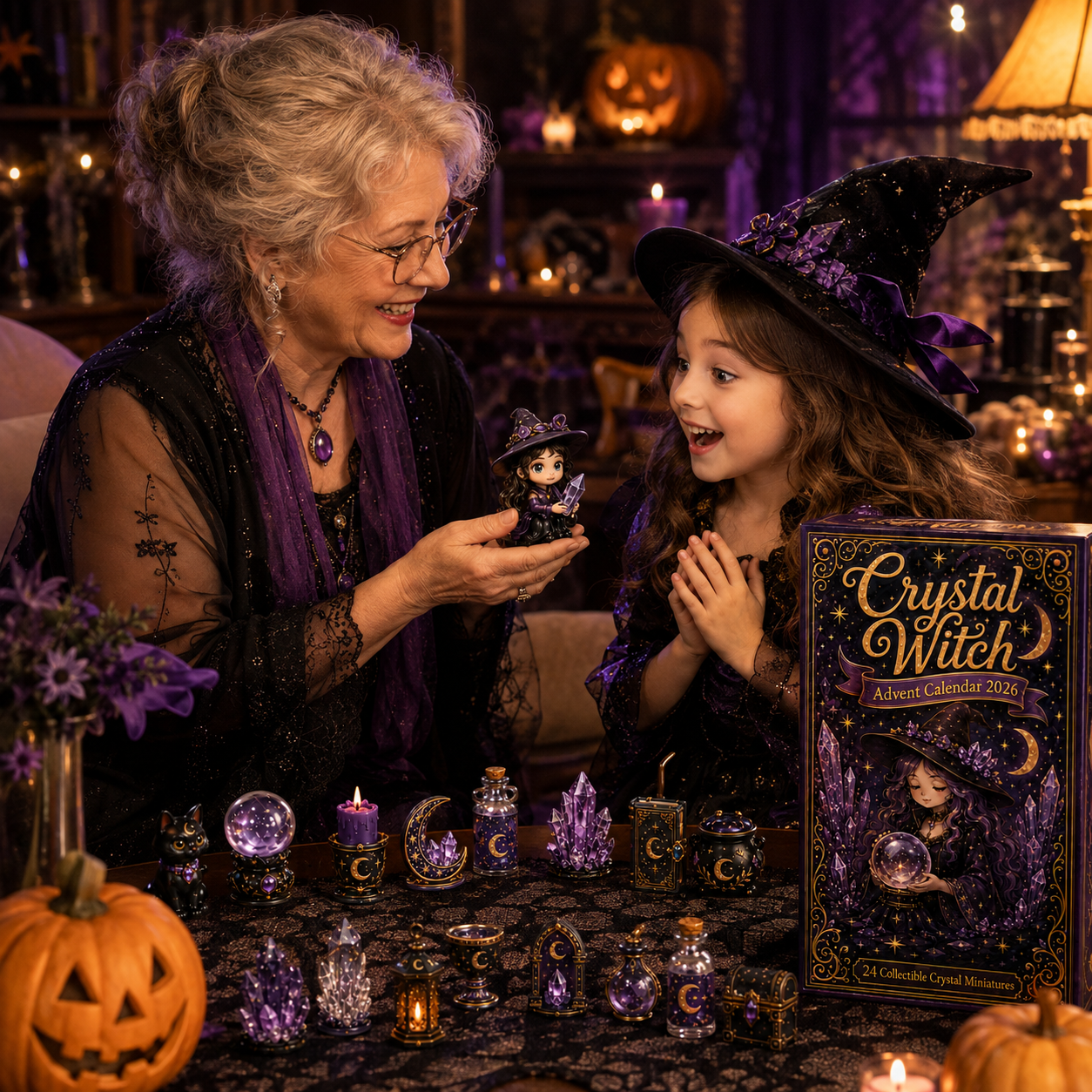Crystal Witch Advent Calendar 2027 – 24 Days of Magical Crystal Miniatures, Mystical Witchy Collectibles & Enchanting Gifts for Fantasy Lovers, Acrylic Charms Blind Box