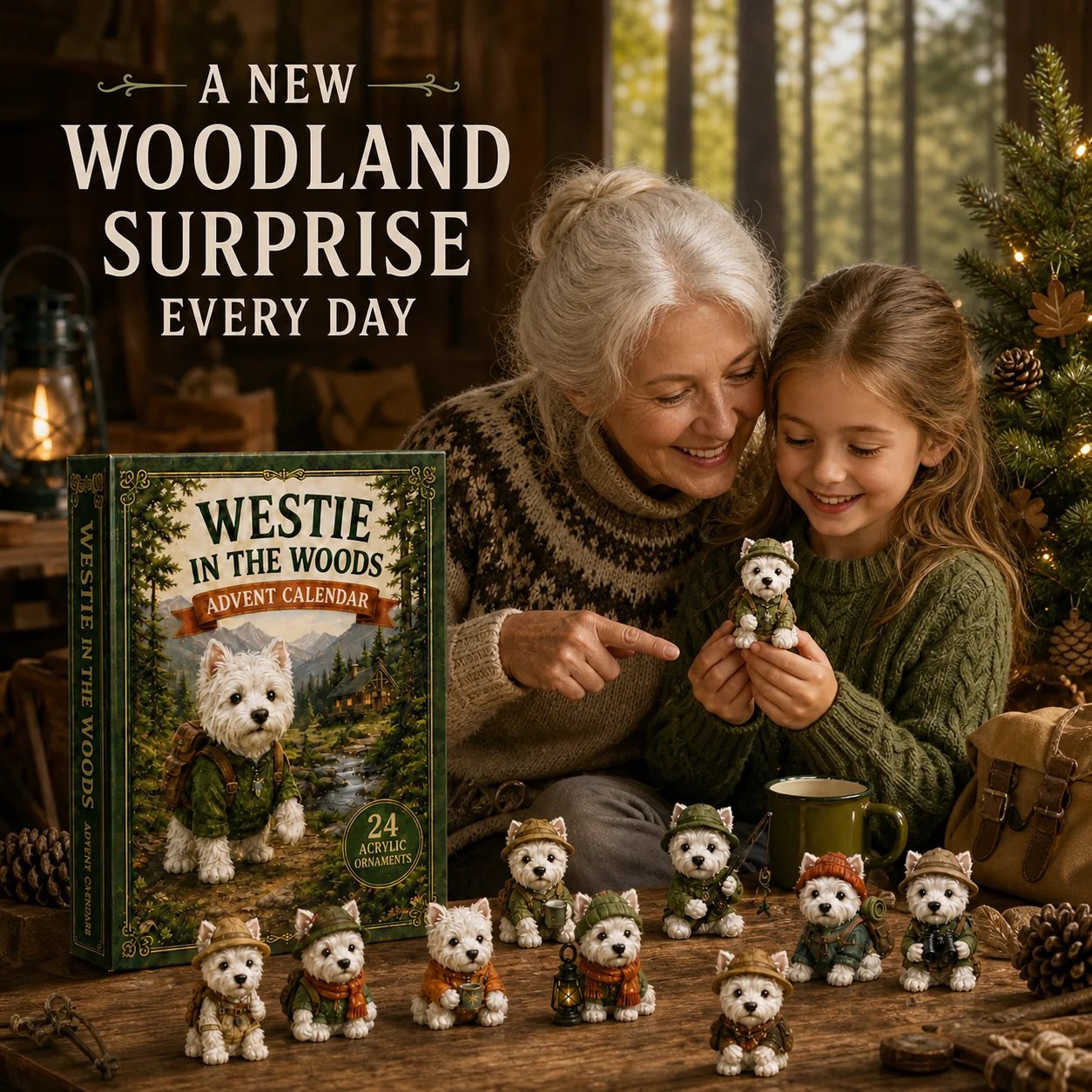 🎄Last Day 49% OFF –✨3D Westie In The Woods Advent Calendar 2026 - 24-Day Festive Countdown - Gift For Dog Lovers