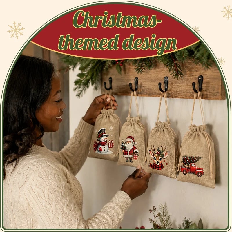 🎄Christmas Drawstring Gift Bags - Pull, Tie, and Make Every Little Gift Feel More Festive🎁