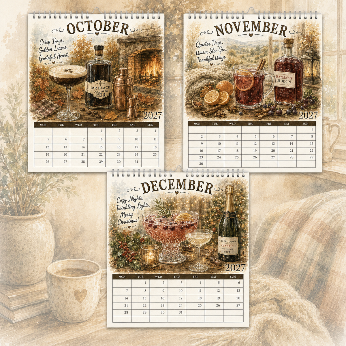 2027 British Spirits & Cocktail Calendar｜A4 Hanging Calendar
