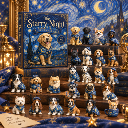 CHRISTMAS KICKOFF: 48% OFF – 2026 Starry Night Dogs Advent Calendar – 24 Artistic Dog Ornaments, Dreamy Christmas Collectible Blind Box