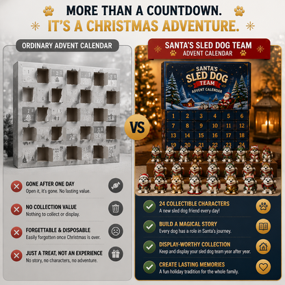 🎄🐕Christmas Gift For Kids – 24 Days Sled Dog Surprise Calendar With Cute Arctic Puppy Collection