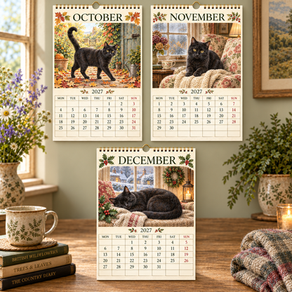 2027 Black Cats Calendar｜A4 Hanging Calendar