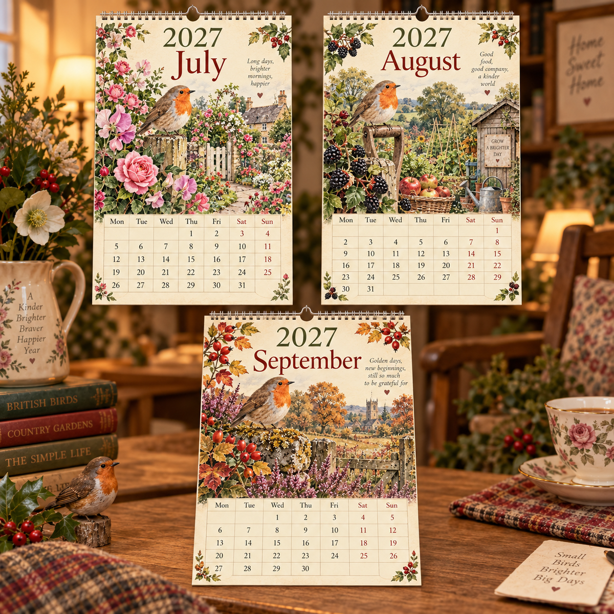 🐦2027 Robin Calendar｜A4 Hanging Calendar