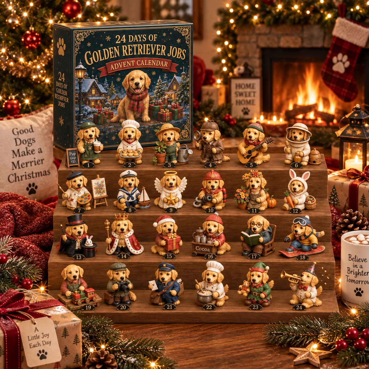 2026 Good Dogs on Duty – Golden Retriever Jobs Advent Calendar, 24 Collectible Christmas Surprises