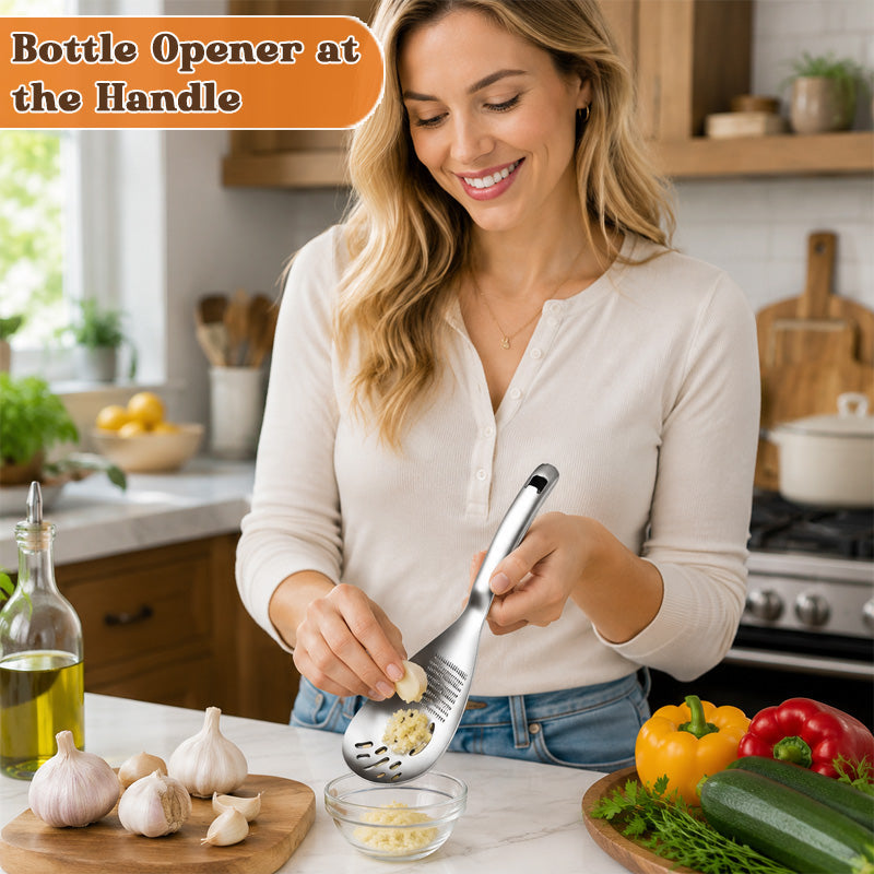 Multi-functional grinding spoon made of 304 stainless steel | For garlic, ginger, puree, and baby food