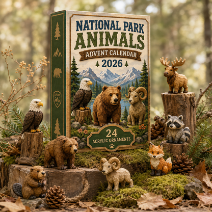 2026 National Park Animals Advent Calendar – 24 Days of Wildlife Discovery, Nature-Inspired Acrylic Ornament Blind Box